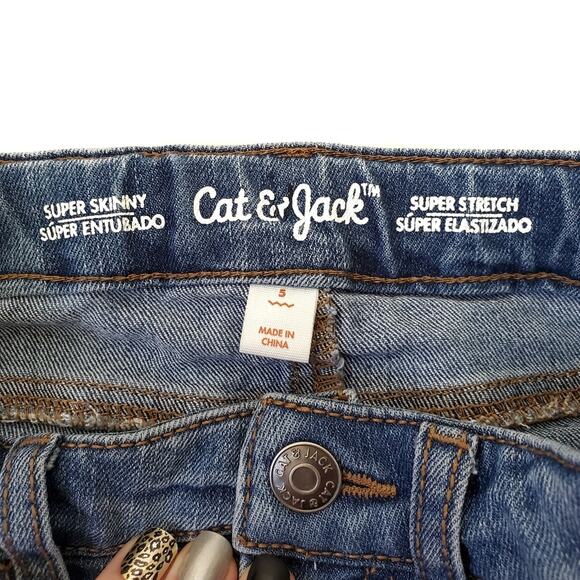 Cat & Jack | Cat Face Embroidered Knee Jeans - Picture 4 of 7